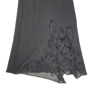 VTG 90s Whimsigoth Beaded Ruffle Asymmetrical Midi Dress Women Sweetheart XL